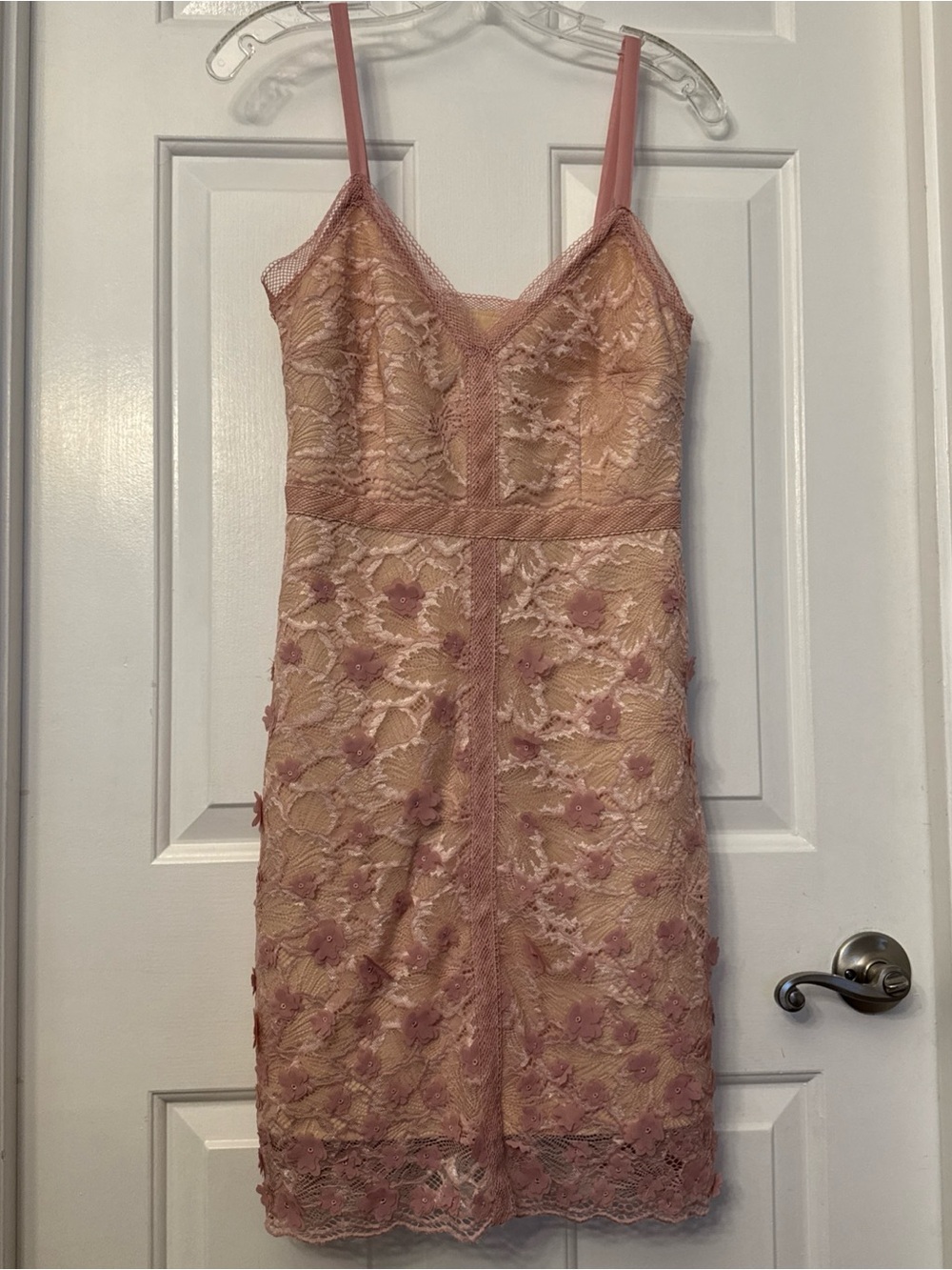 Foxiedox Dress Floral Lace & Appliqué Soft Pink A-line Adjustable Straps Small